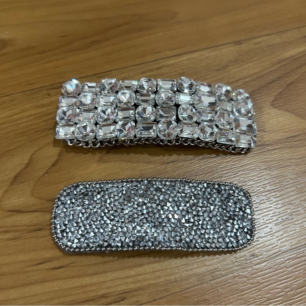 Elegant Silver Rhinestone Hair Clips Set - Picture 1 of 2